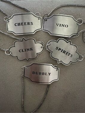 Silver 'Cheers' Engraved Wine Tag bottles - Brand